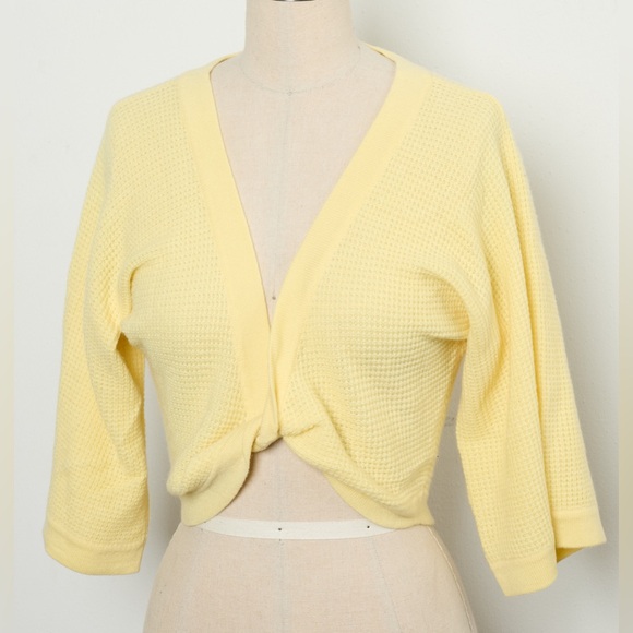 Short-Sleeve Twist-Front Sweater 100%Cashmere [NEW] - Picture 1 of 3